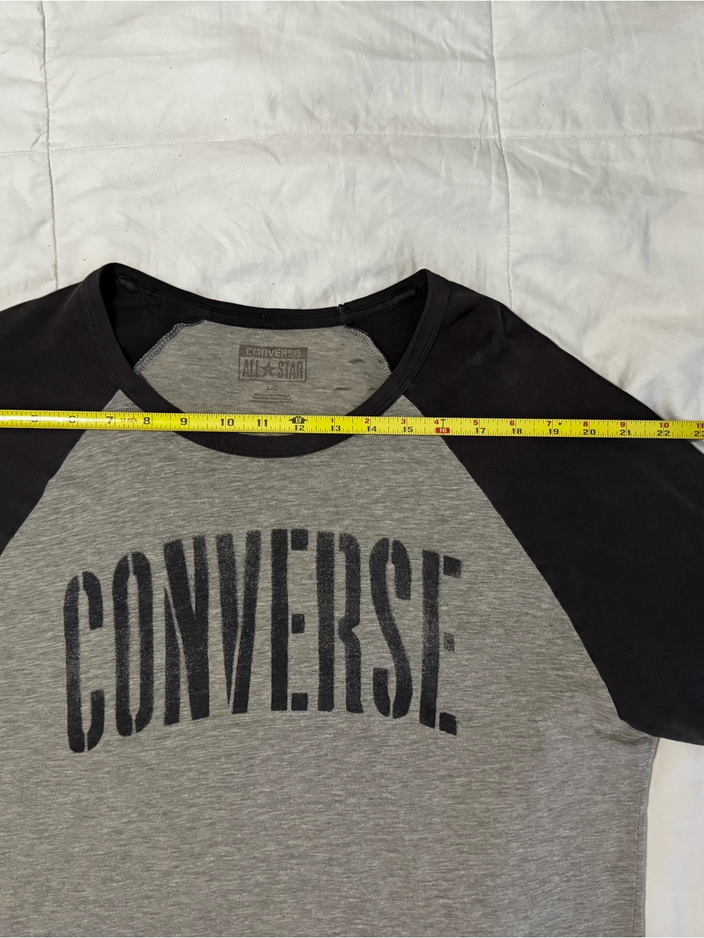 Converse Men’s Gray and Black Raglan 3/4 Sleeve Tee - Picture 5 of 7
